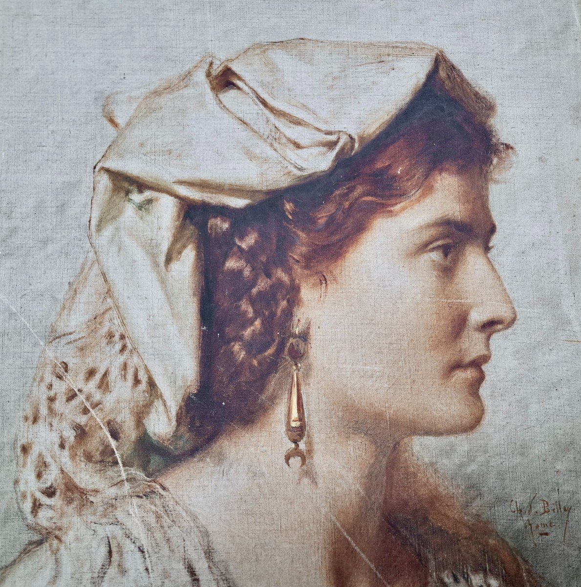 Charles Bellay (1826–1900) Portrait d'une paysanne Italienne des environs de Rome-photo-2
