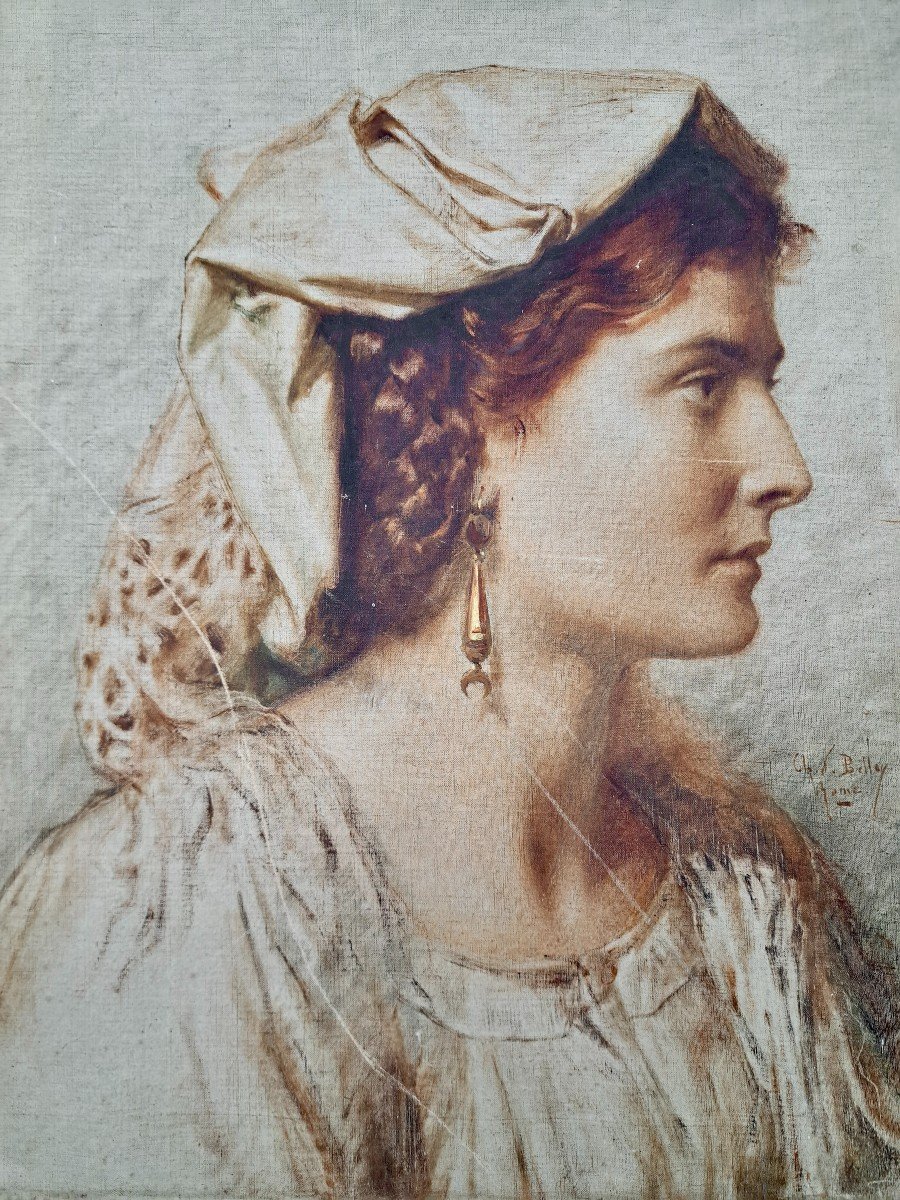 Charles Bellay (1826–1900) Portrait d'une paysanne Italienne des environs de Rome-photo-3