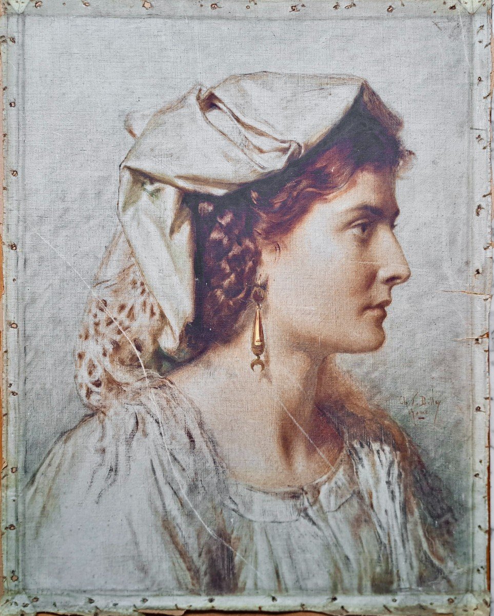 Charles Bellay (1826–1900) Portrait d'une paysanne Italienne des environs de Rome