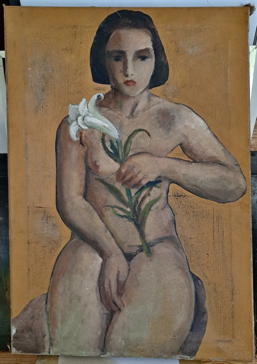 French School Portrait Of A Naked Woman In Lys-photo-2