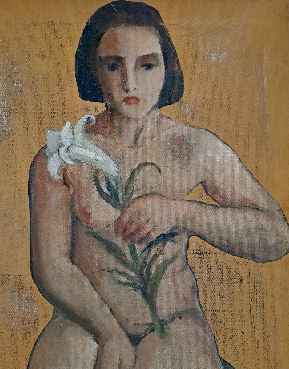 French School Portrait Of A Naked Woman In Lys-photo-3