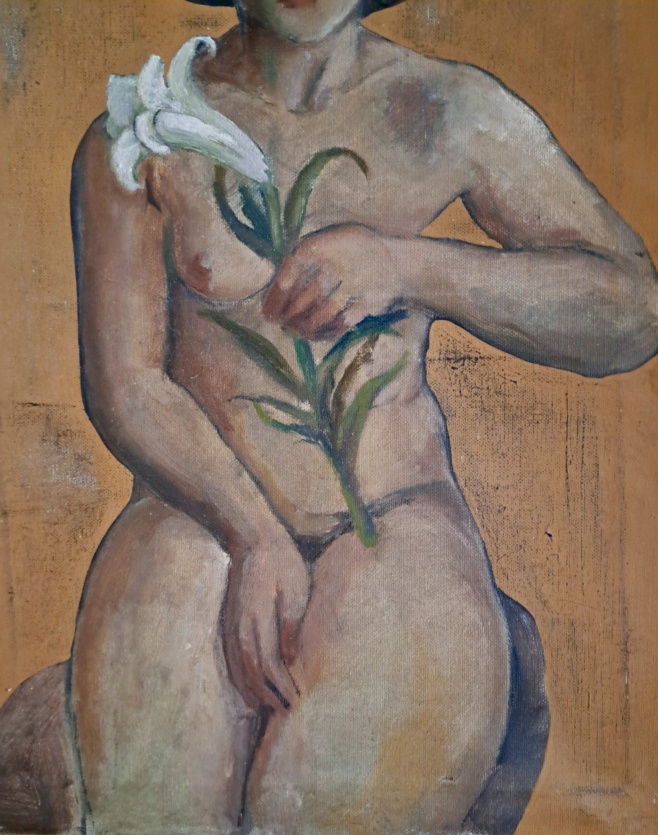 French School Portrait Of A Naked Woman In Lys-photo-4