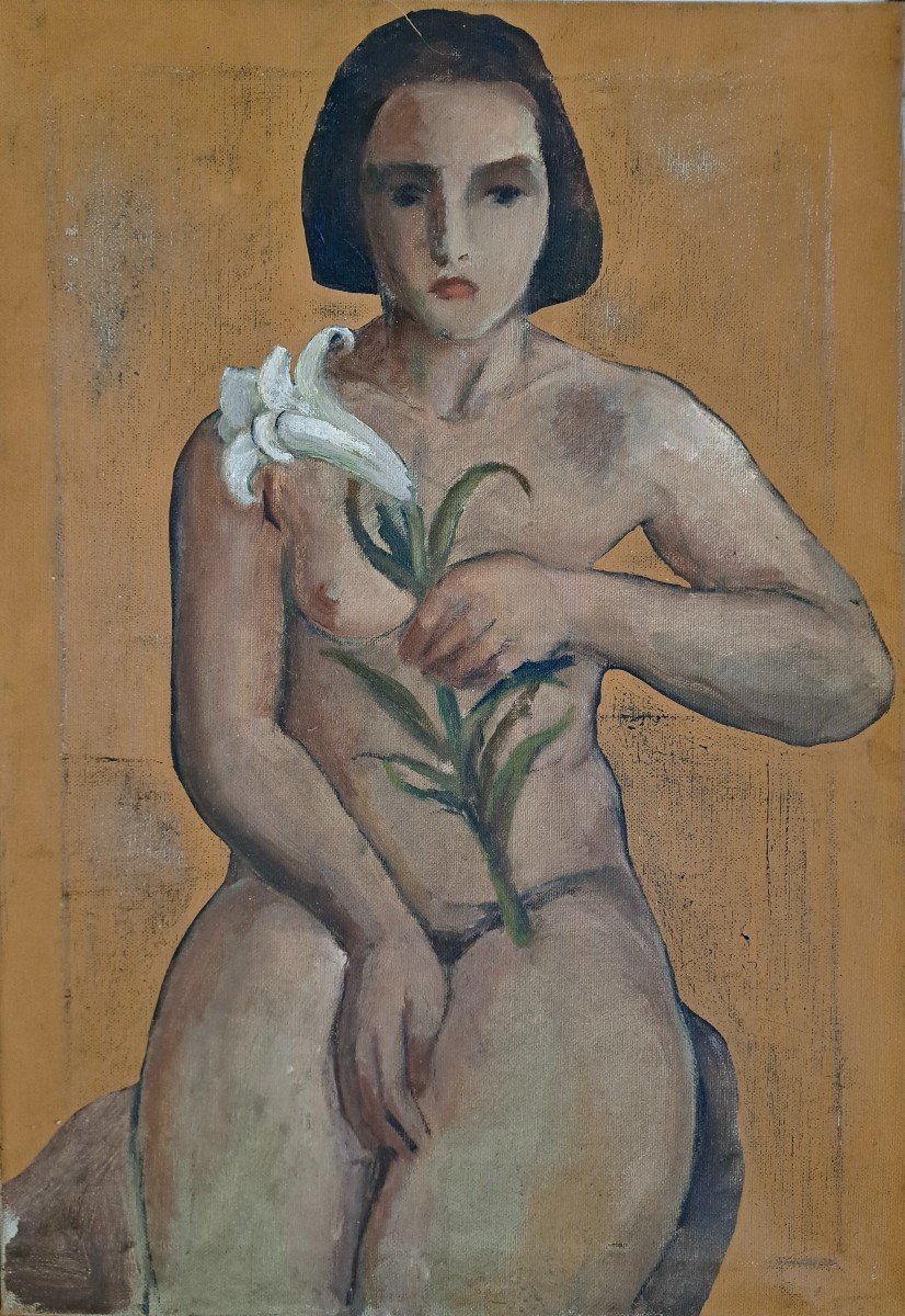 French School Portrait Of A Naked Woman In Lys