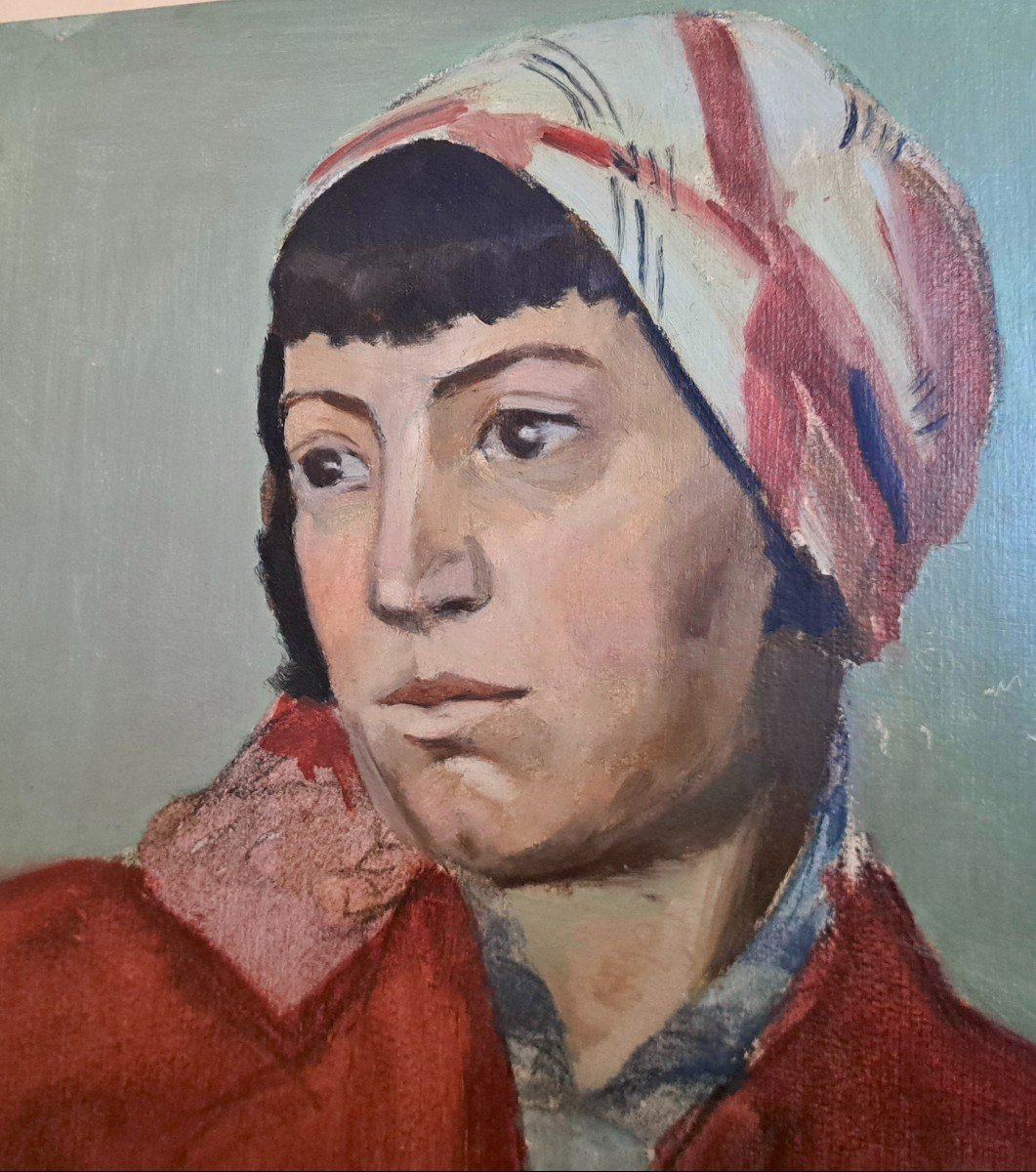 Portrait d'une femme au foulard vers 1940 / 1960-photo-2