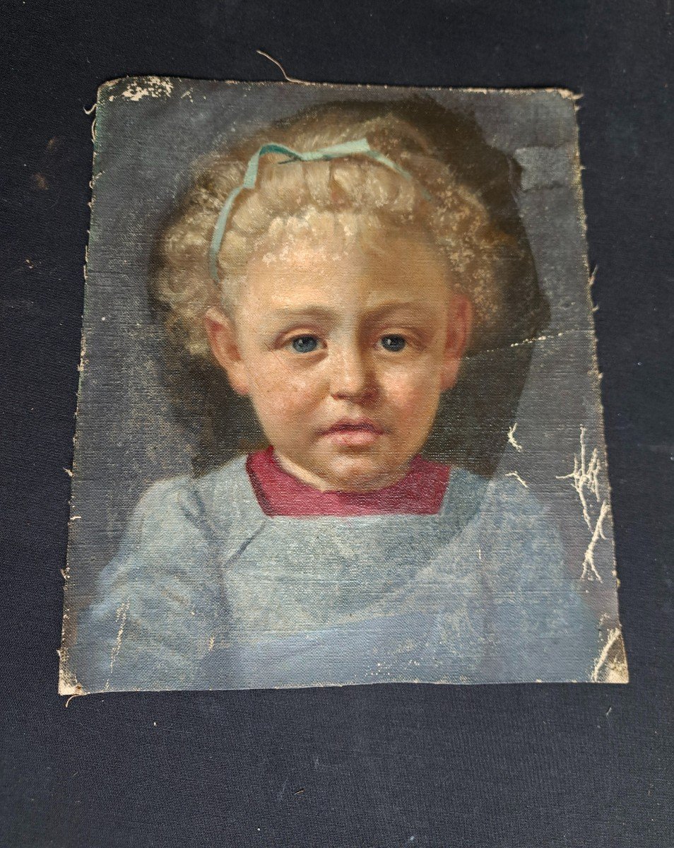 French School Portrait Of A Child Little Girl 19th Century -photo-2