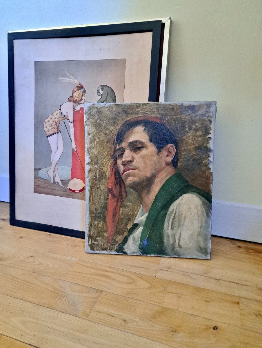 Ecole Française portrait d'homme Espagnol gaucho briguant ... -photo-2