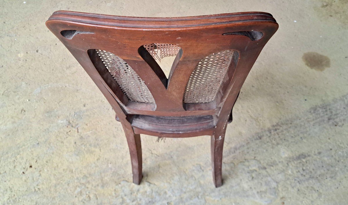Set Of 4 Mahogany Chairs From The 1900 Art Nouveau Period Nancy School-photo-2