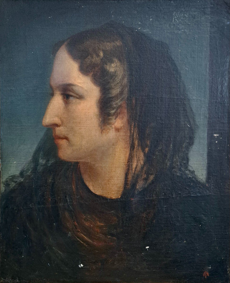 French School Neoclassical Profile Portrait Of A Woman Close To Lehmann 