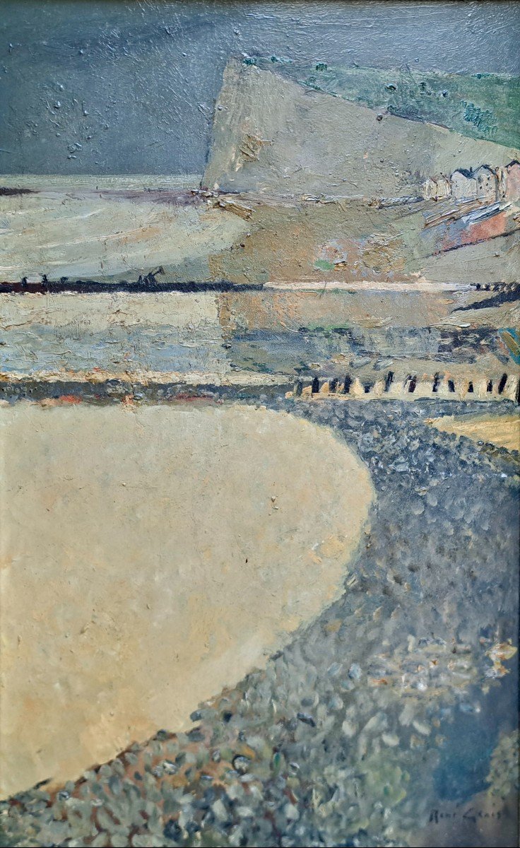 Ren&eacute; GENIS (1922-2004) Falaise de Mers les bains Normandie 1953