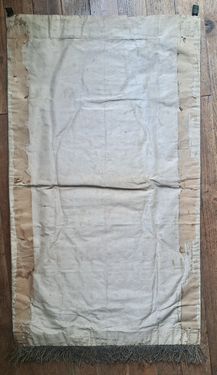 Bannière de procession ou tenture de soie brodée "vierge immaculée" -photo-3