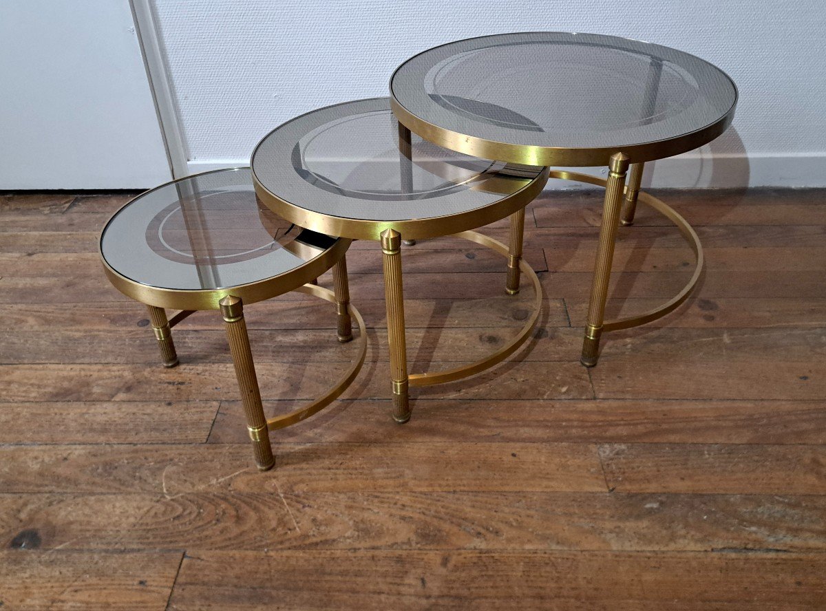 Dans ls goût de JANSEN Tables gigogne en bronze