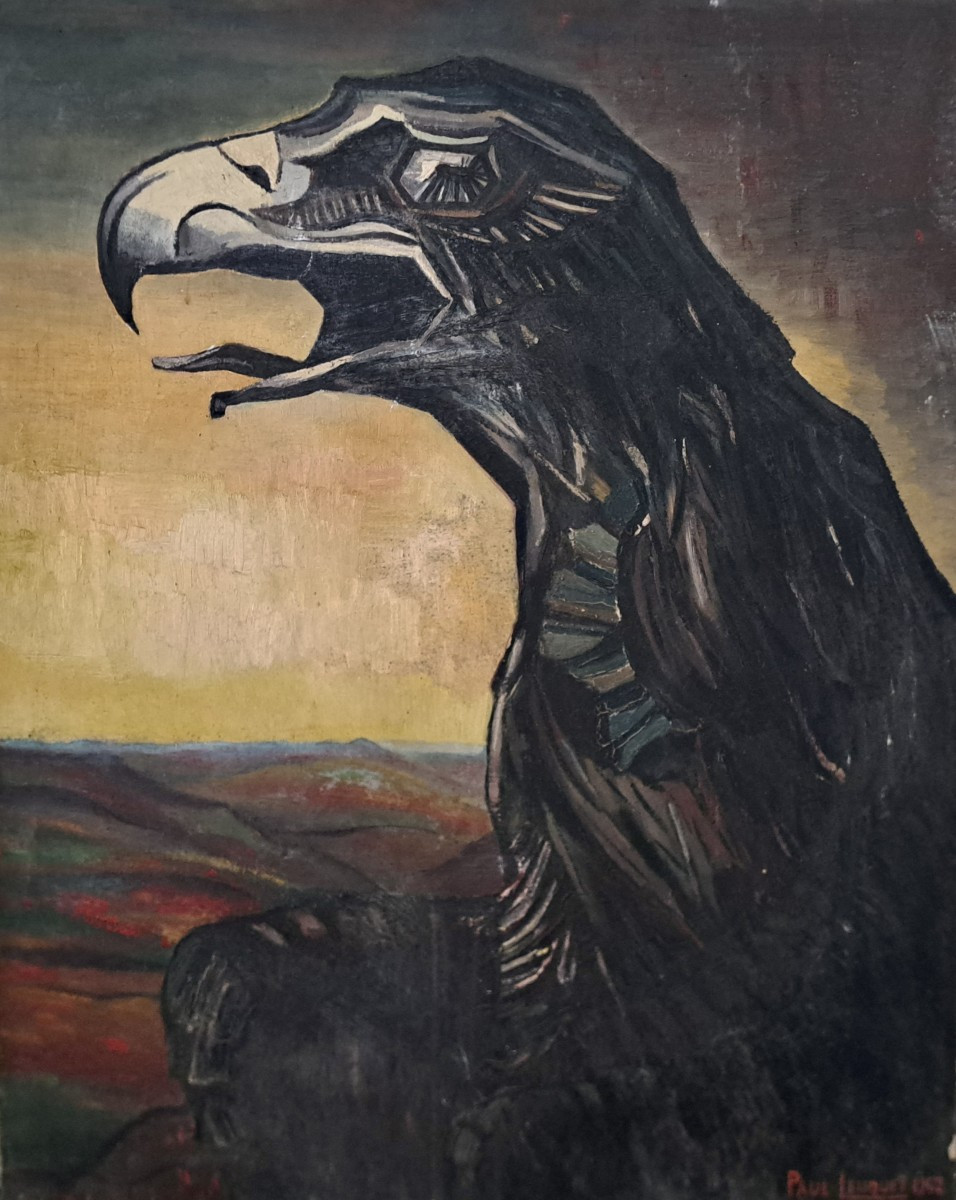 Vautour huile sur toile d&#039;&eacute;poque art d&eacute;co sign&eacute;e dat&eacute;e
