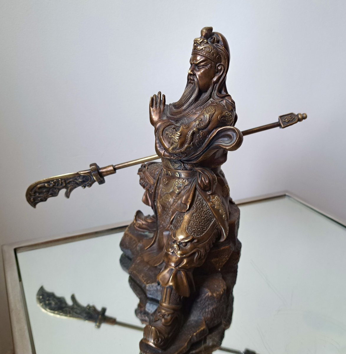 Chine Guan Yu guerrier aux neuf dragons en bronze -photo-2