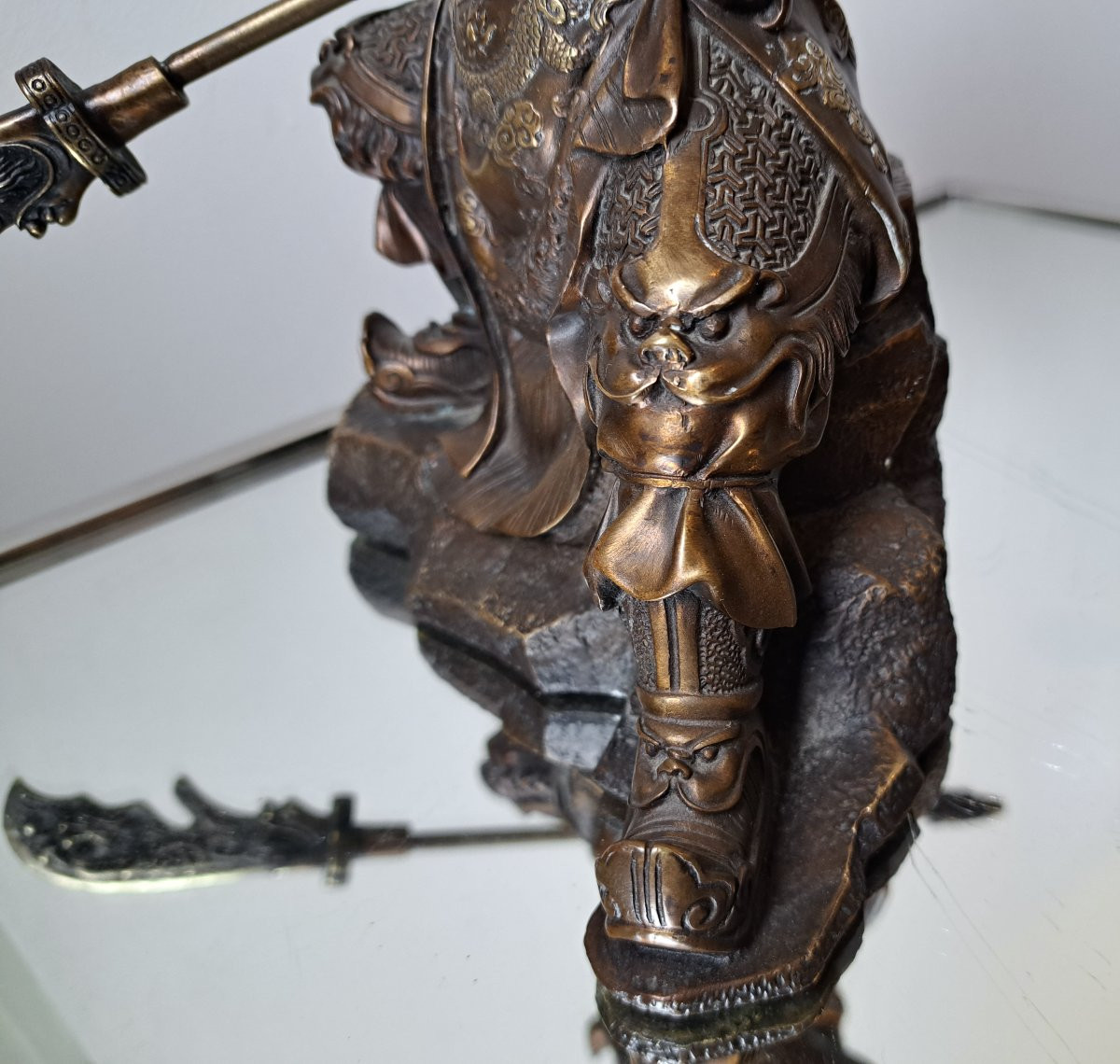 Chine Guan Yu guerrier aux neuf dragons en bronze -photo-6