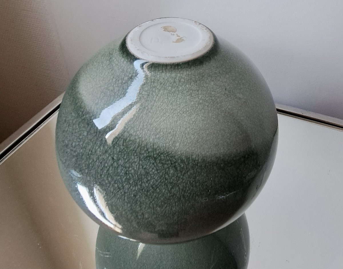 20th Century Celadon Enameled Porcelain Ball Vase-photo-4