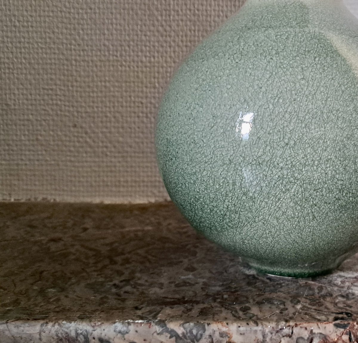 20th Century Celadon Enameled Porcelain Ball Vase-photo-4