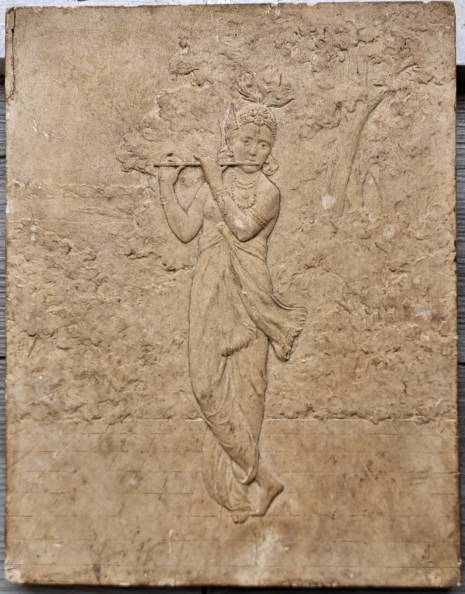 Plaque en terre cuite bas-relief XIXe siècle -photo-2