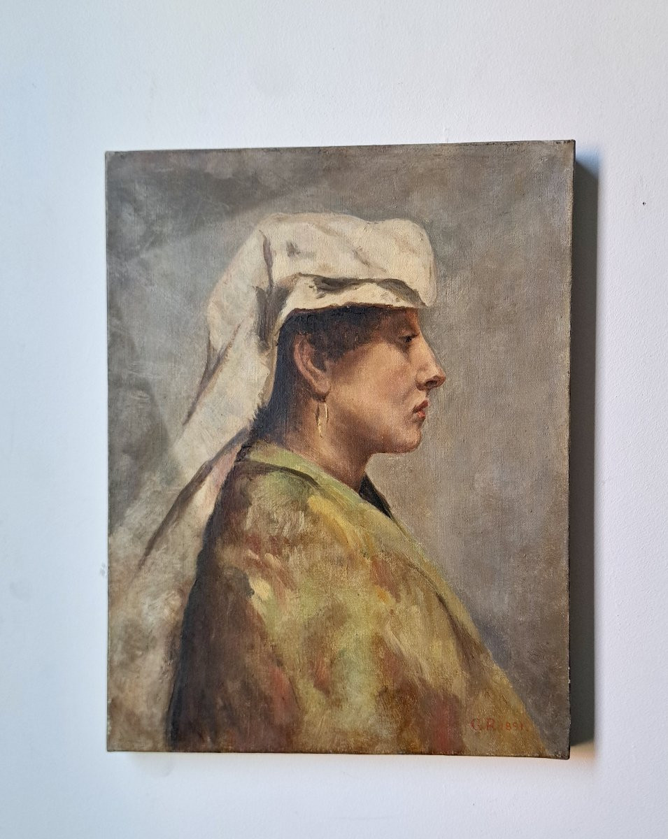 École Française néo-classique portrait d'une femme Italie date et monogramme-photo-2