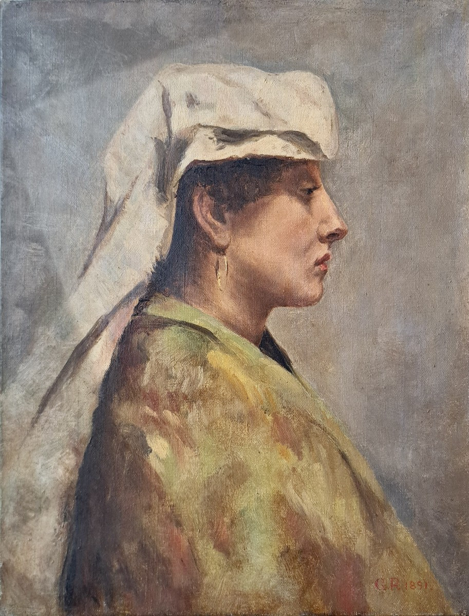 École Française néo-classique portrait d'une femme Italie date et monogramme