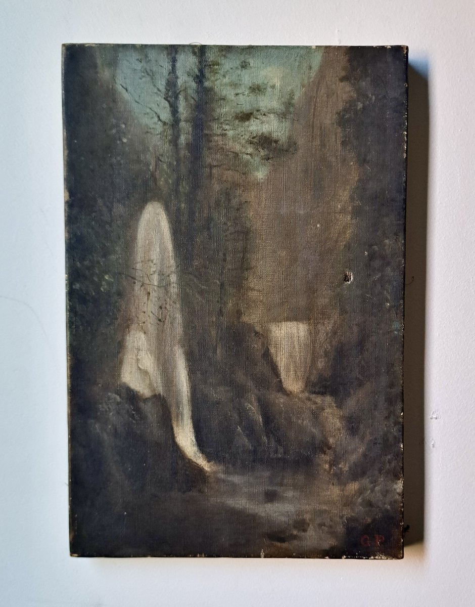 19th Century French School Sketch Of A Mountain Waterfall In The Undergrowth -photo-2