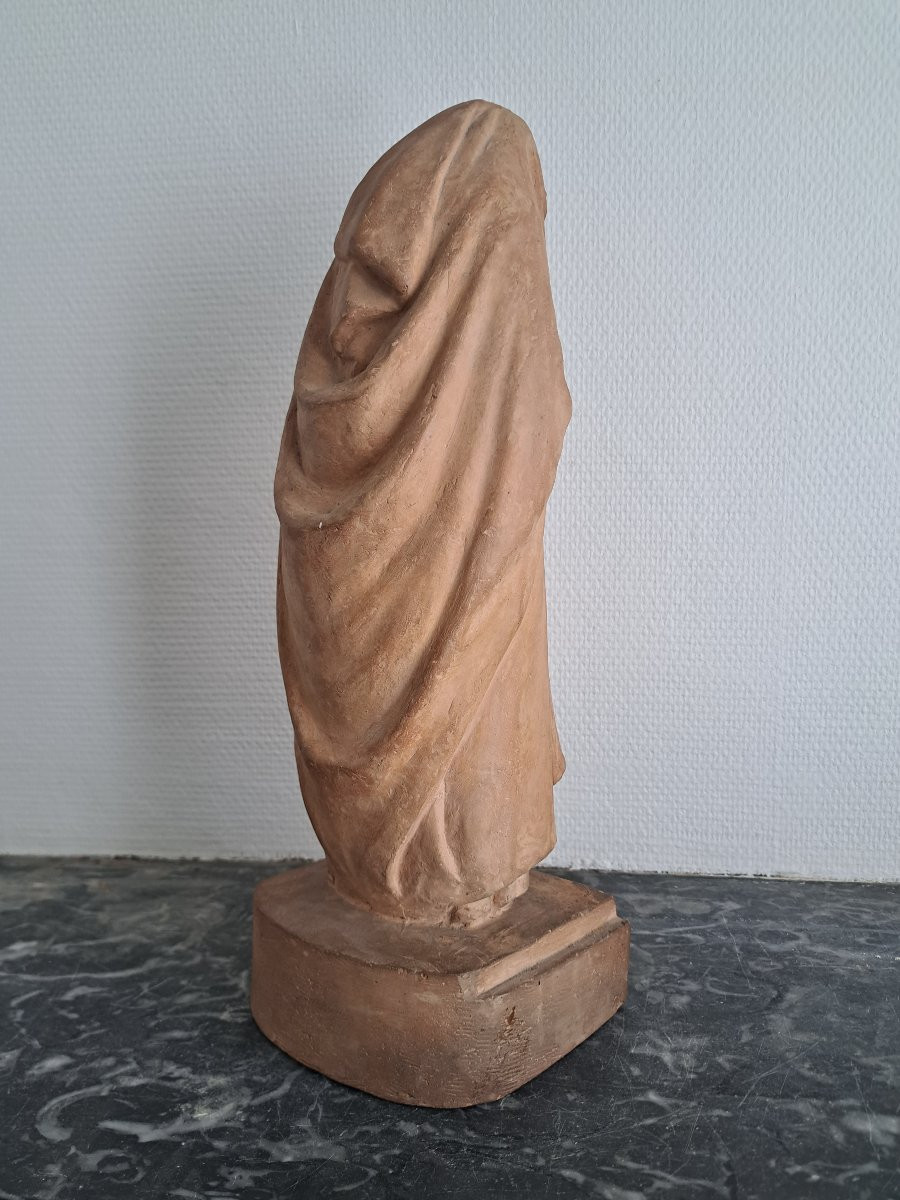 Bigourdane With Rosary Regionalist School Pyrenees Occitanie Gascony Terracotta -photo-4
