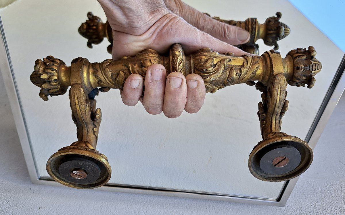 Poignée de porte en bronze doré de style Louis XIV Napoléon III-photo-3