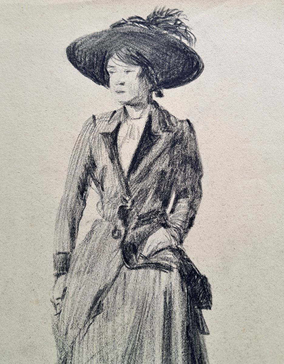 Drawing Of A Melancholic Woman, Late 19th Century, Jullian Academy, Paris-photo-3