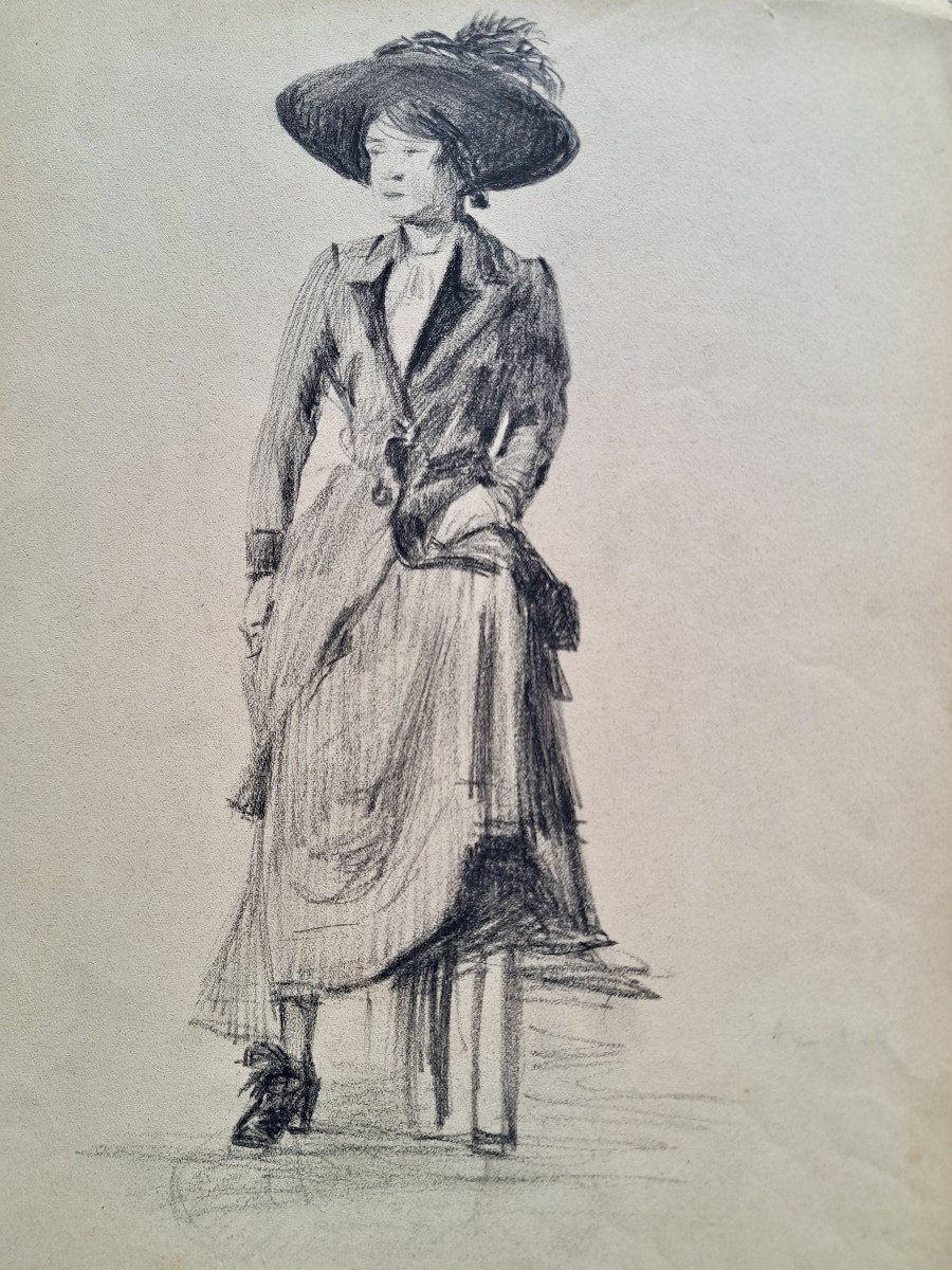 Drawing Of A Melancholic Woman, Late 19th Century, Jullian Academy, Paris
