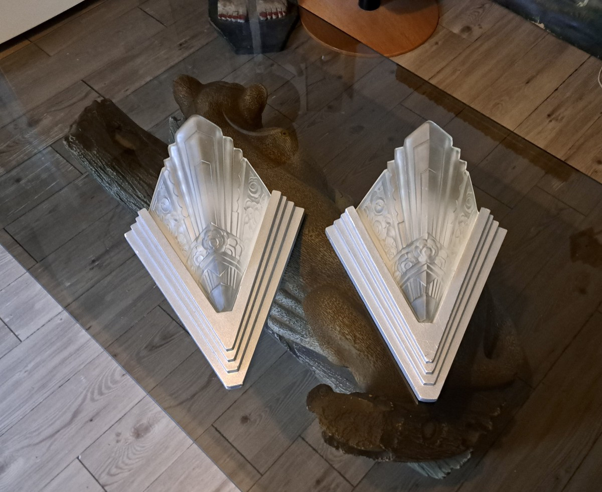 Paire de grande appliques architecturées  art déco