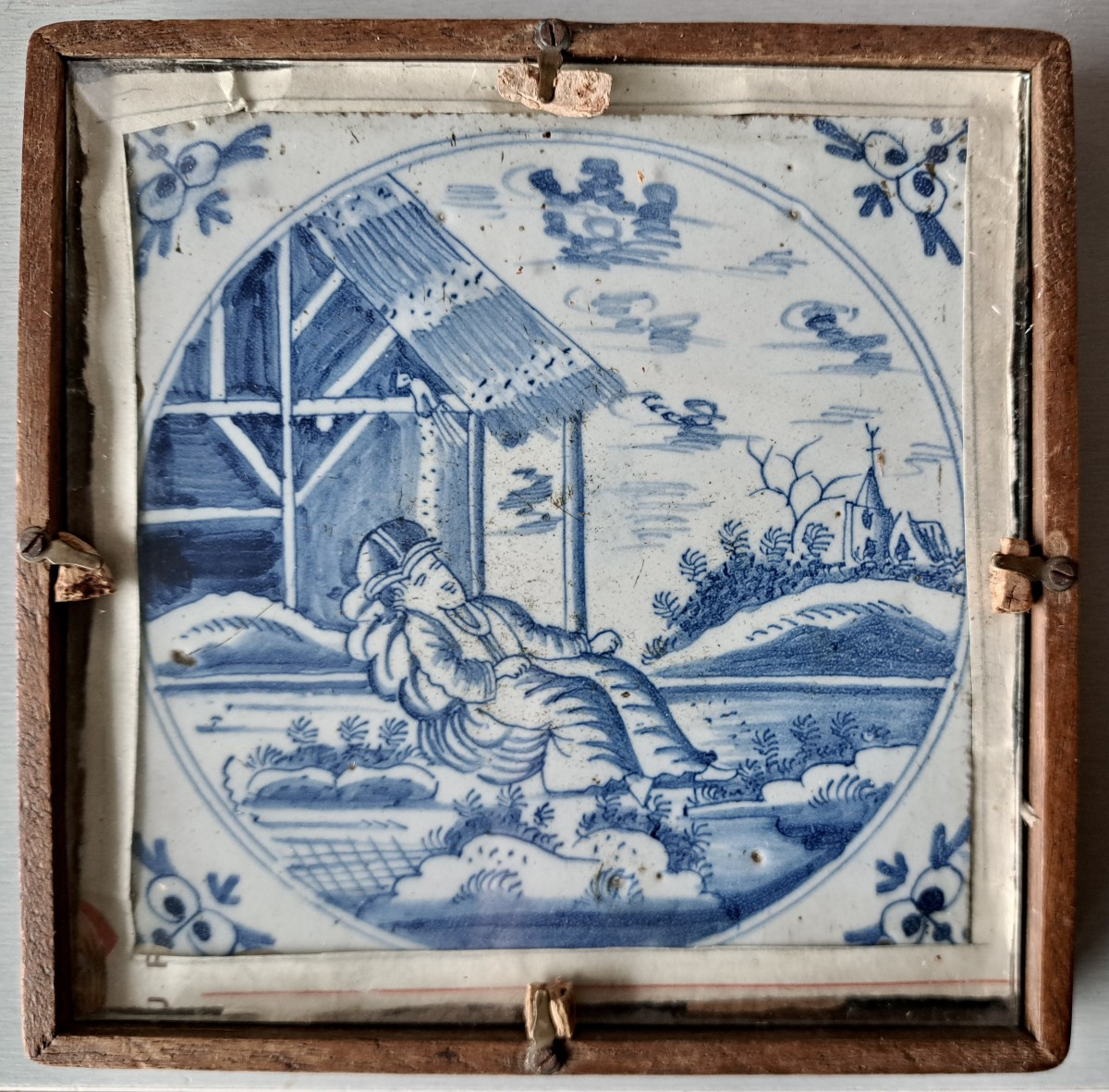Delftware Tile, 17th Century, "the Siesta" -photo-3