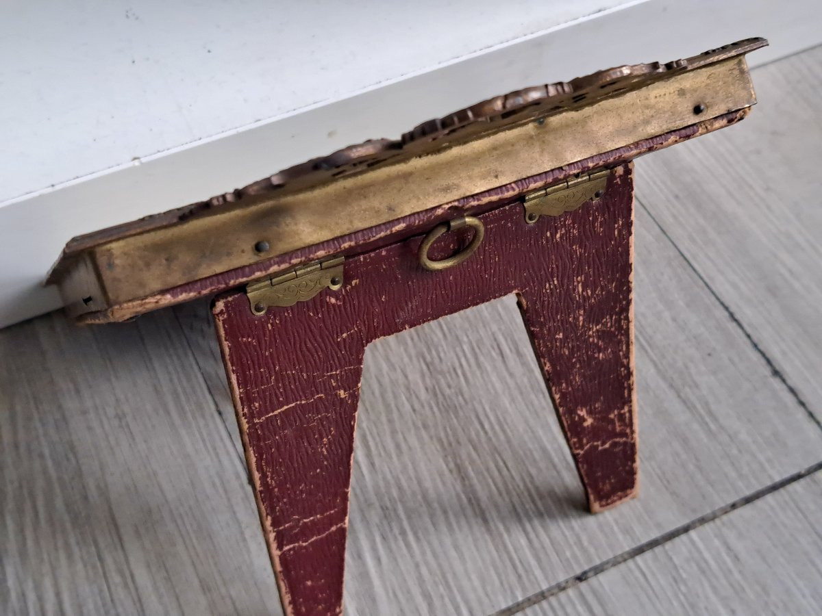 Cadre de mariage en bronze pour miniature de style Louis XVI d&eacute;cor de putti angelots XIXe-photo-3