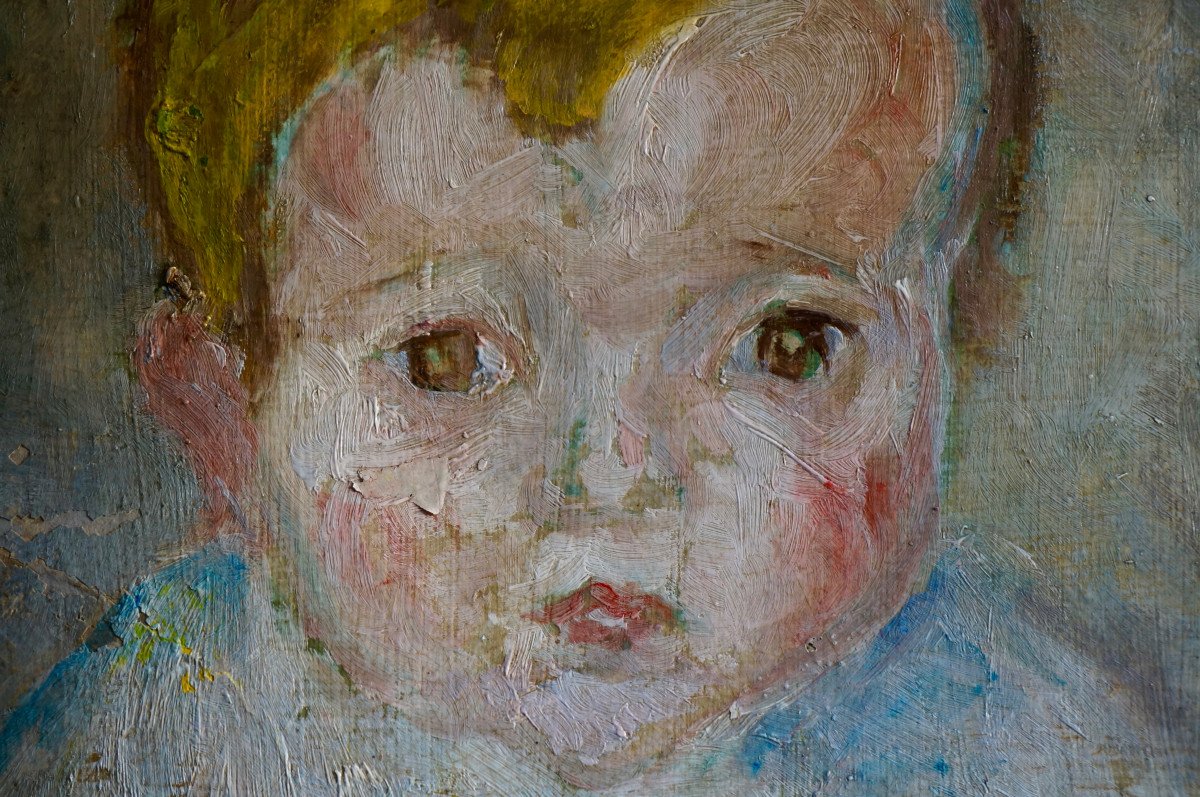 Mania Mavro (odessa 1889-1969) Paris School Crozant Portrait Child Impressionist-photo-2