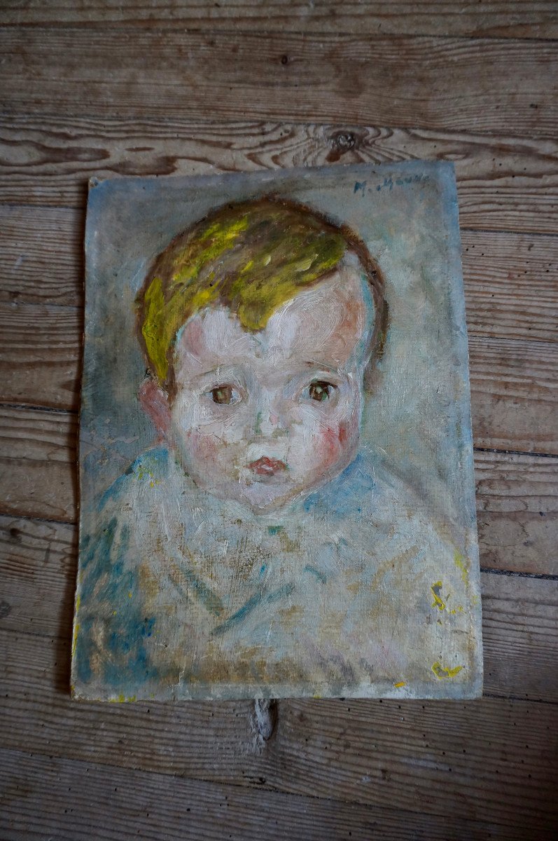 Mania Mavro (odessa 1889-1969) Paris School Crozant Portrait Child Impressionist-photo-5