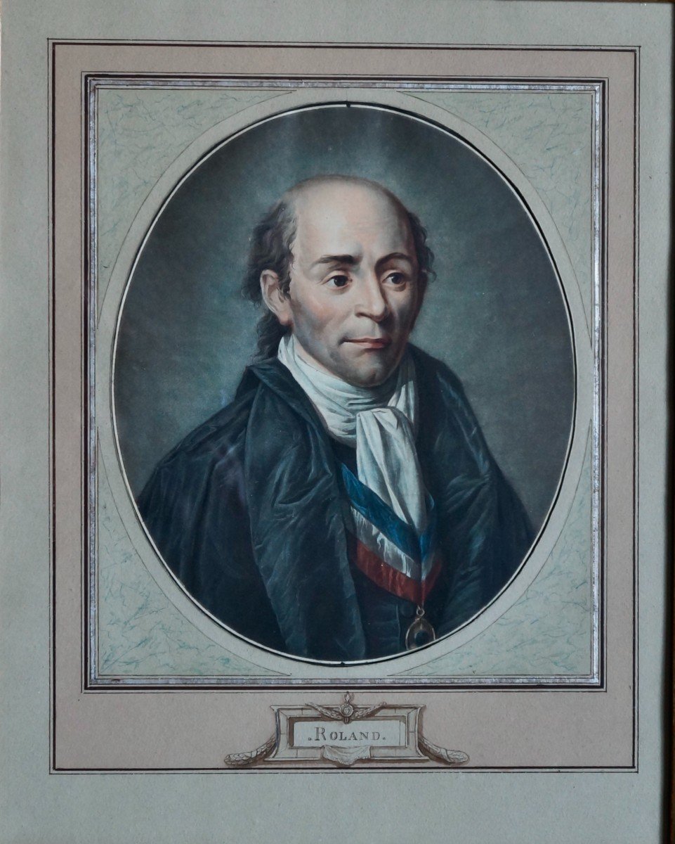 Paire De Gravures XIXe Roland De La Platière Et Jean De La Bruyère-photo-1