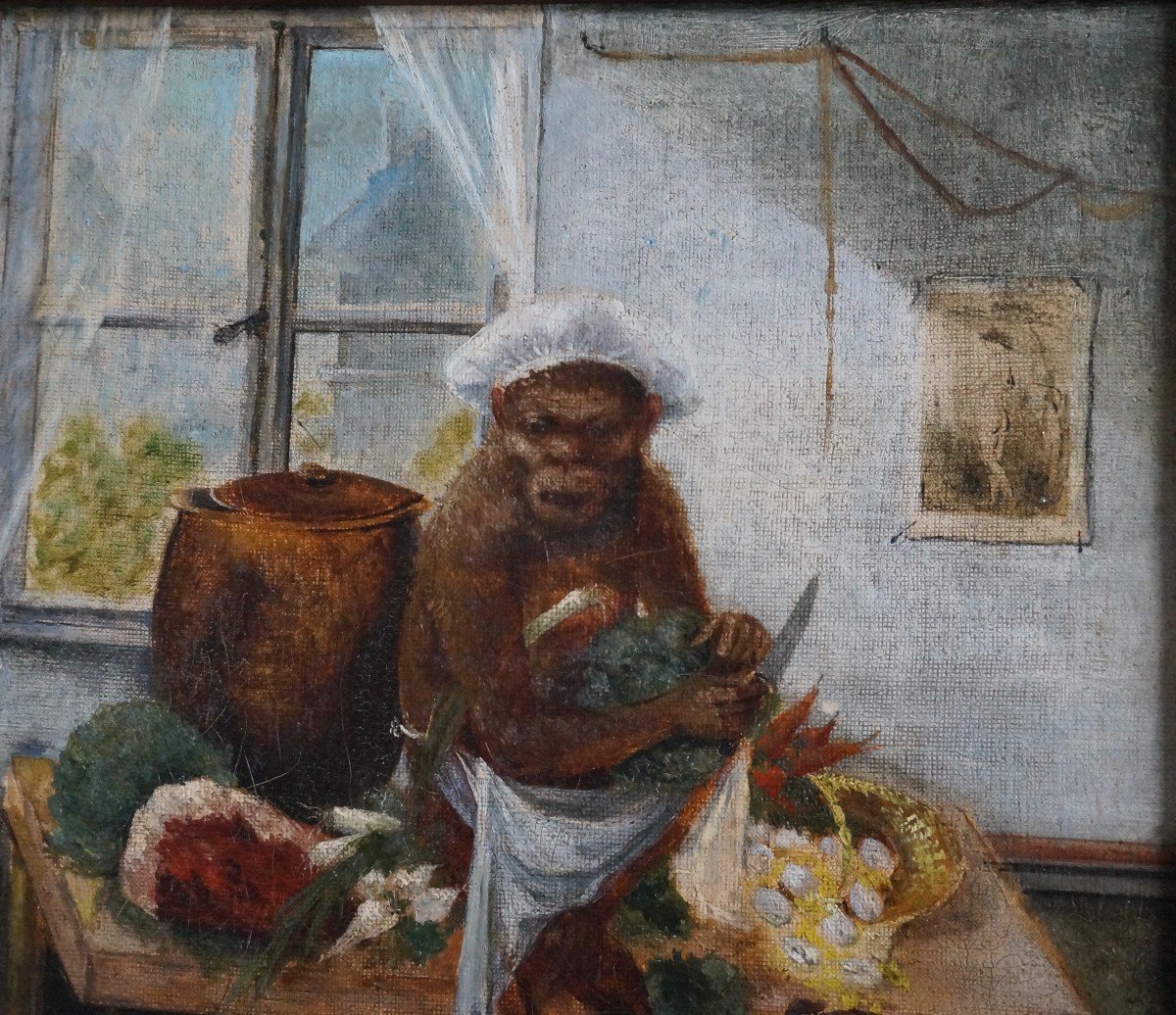 French School Painting The Monkey Cook-photo-4