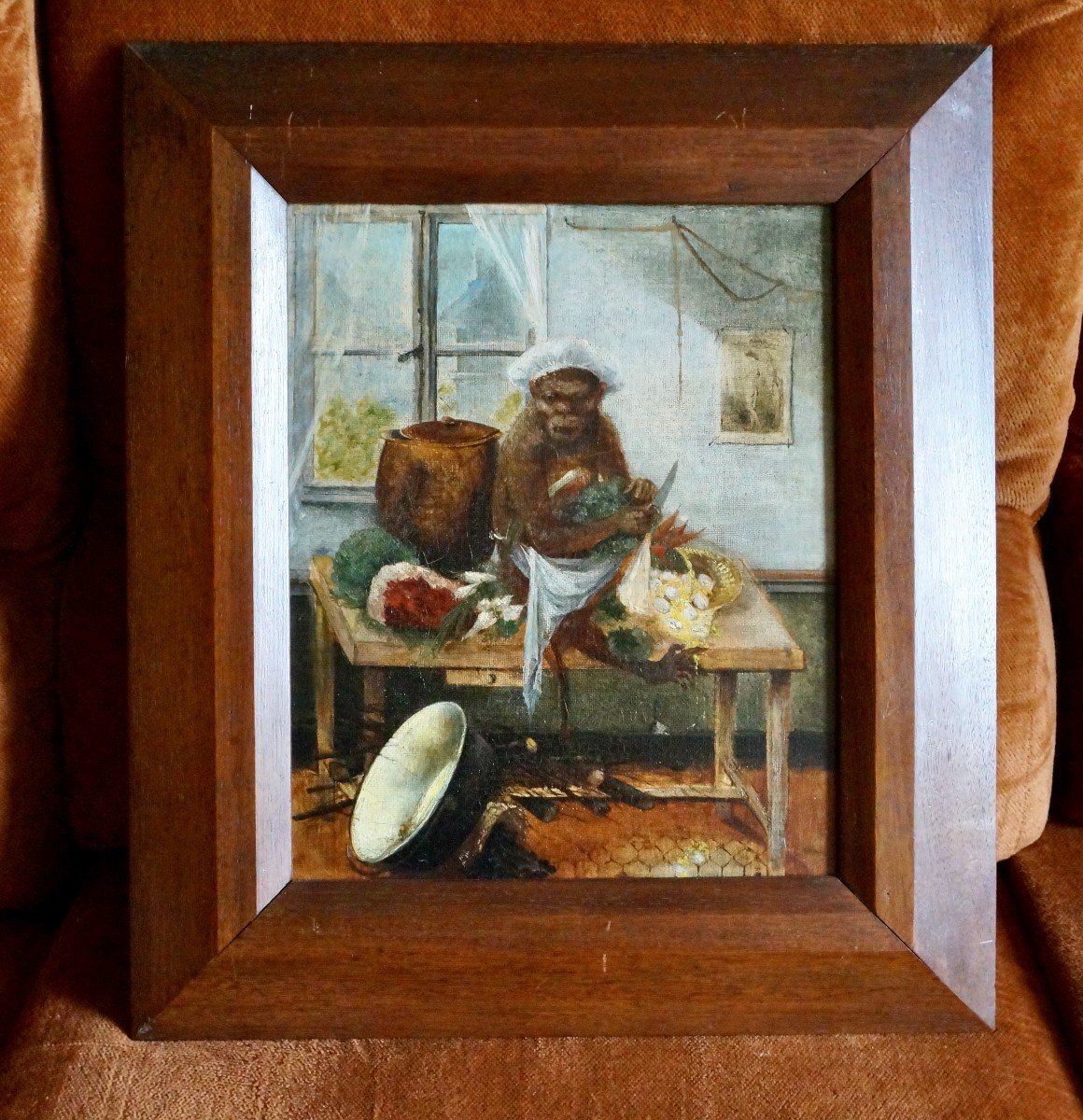 French School Painting The Monkey Cook