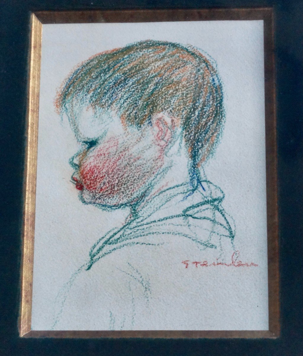 Théophile Alexandre Steinlen (1859-1923) Child's Head Drawing-photo-2