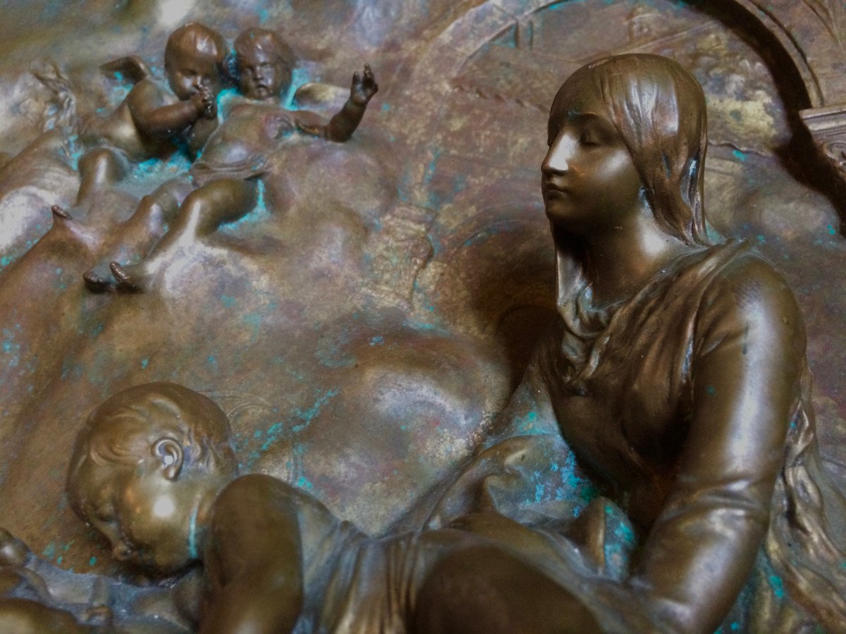 Denys Puech (1854-1942) High Relief Bronze Plaque -photo-1