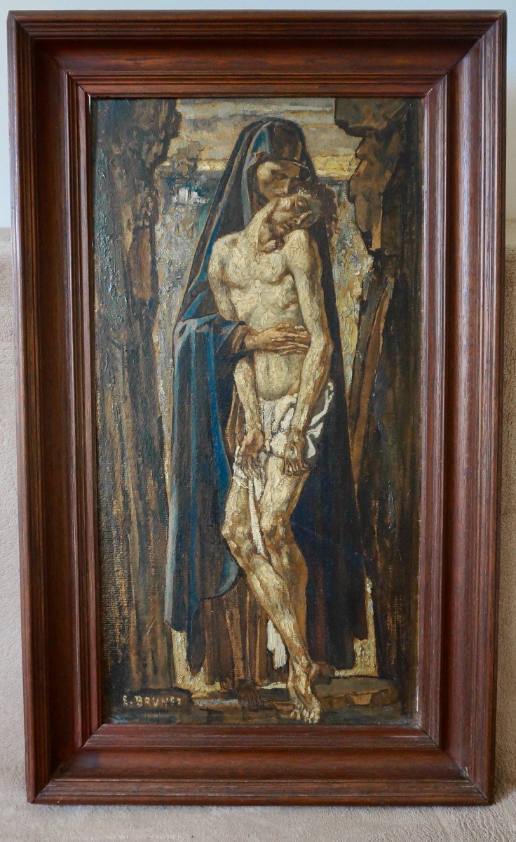 Émile Brunet (1869-1943) école Bordelaise art symbolisme religieux -photo-1