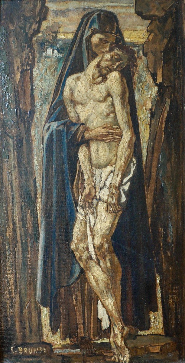 Émile Brunet (1869-1943) école Bordelaise art symbolisme religieux 