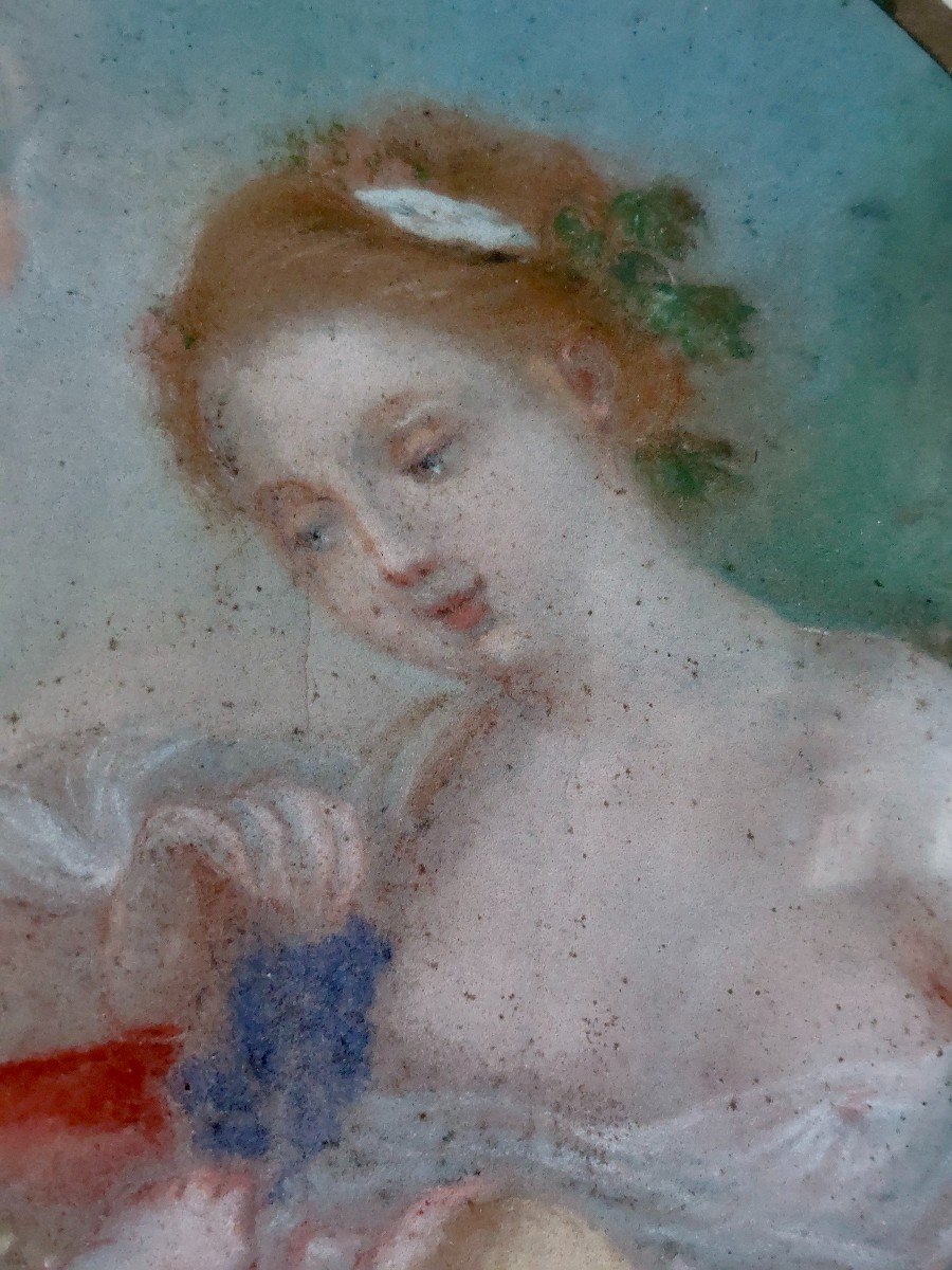 Paire de pastels XVIIIe &eacute;cole Fran&ccedil;aise -photo-4