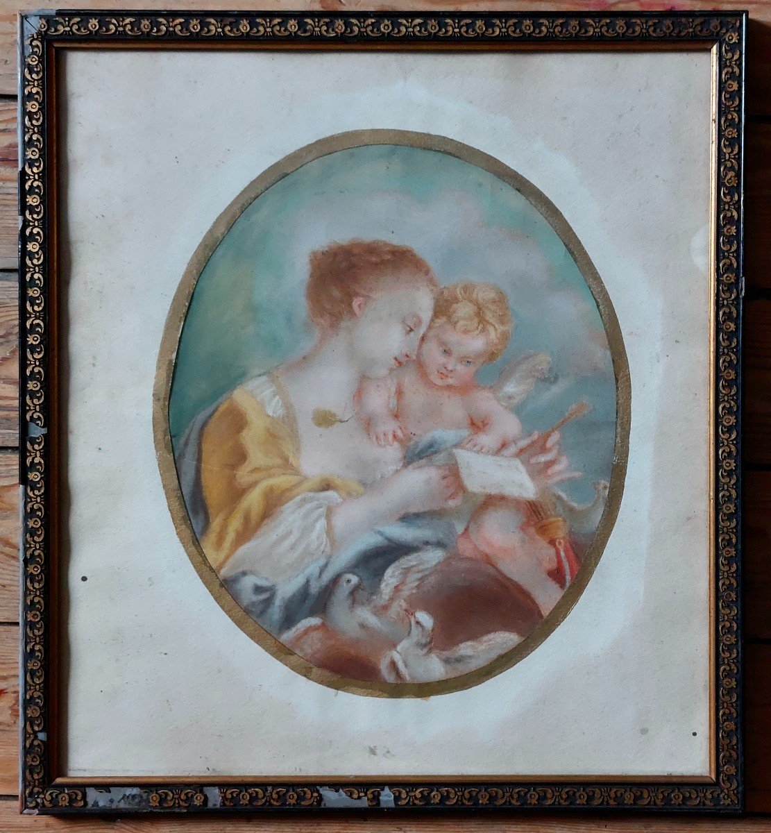 Paire de pastels XVIIIe &eacute;cole Fran&ccedil;aise -photo-1