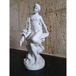 After édouard Drouot (1859-1945) Biscuit "woman With Jug" Signed Sèvres