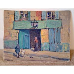 Ricardo Gomez-Gimeno (1892-1954) École Bordelaise Femme et enfants devant la maison