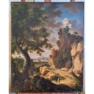 Andréa Locatelli (1695 - 1741) attribué à... école Italienne "bergers dans la campagne" 