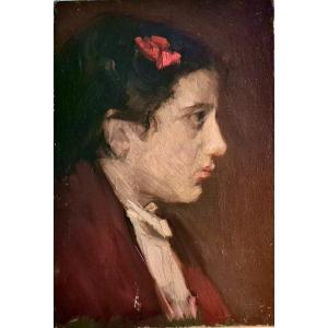 École Française  impressionniste  portrait de femme 