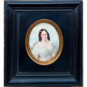 Berny d'Ouville (1775-1882) Miniature Portrait Of An Elegant Woman