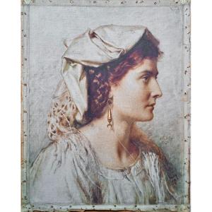 Charles Bellay (1826–1900) Portrait d'une paysanne Italienne des environs de Rome