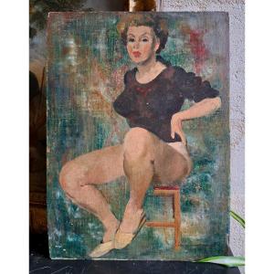 Pierre LEMARCHAND (1906-1970) Portrait d'une femme à demi nue 
