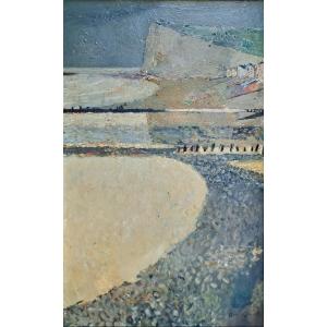 René Genis (1922-2004) Cliff Of Mers Les Bains Normandie 1953